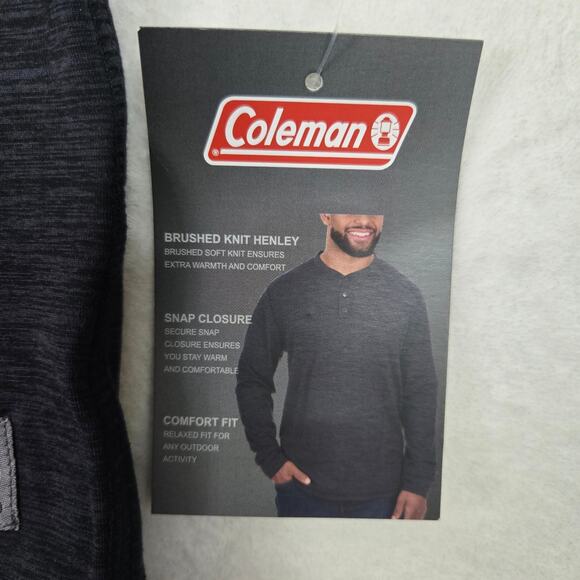 Coleman Brushed Knit Henley Longsleeve Snap Button up Shirt Mens Medium 0671 - Picture 4 of 9